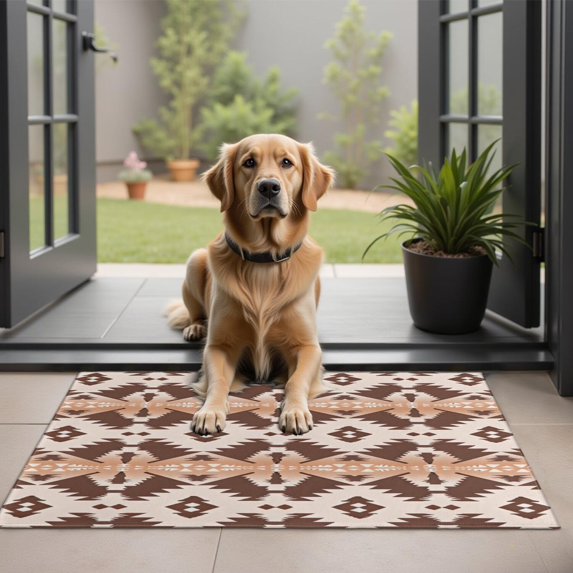 Brown Geometric Boho Pattern Door Rugs,Washable Non Slip Door Mats Indoor,Decorative Door Mats,Entry Mat Indoor for Entrance,Bedroom,Kitchen,Bathroom,20"x32"