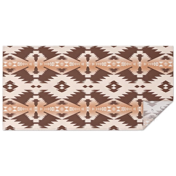 Brown Geometric Boho Pattern Rectangle Tablecloth 60"x120",Waterproof Polyester Rectangle Table Cloth, Wipeable Spillproof Polyester Tablecloth for Dining, Camping, Indoor and Outdoor