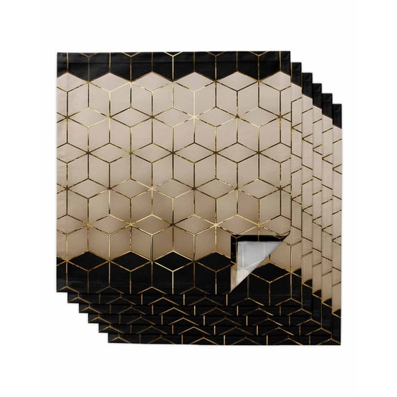 Brown Geometric Cloth Napkins Set of 6 Reusable Dinner Napkins, Modern Abstract Art Ombre Cocktail Napkin Washable Table Napkins for Wedding/Holiday Party/Baby Shower 20"x20"