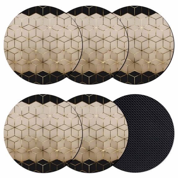 Brown Geometric Coasters Set of 6, Absorbent Coasters for Drinks, Modern Abstract Art Ombre Coaster for Desk Coffee Table Protection, Home Decor House Warming Gifts 4"