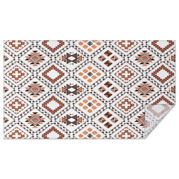 Brown Geometric Diamond Pattern Rectangle Tablecloth 60"x102",Waterproof Polyester Rectangle Table Cloth, Wipeable Spillproof Polyester Tablecloth for Dining, Camping, Indoor and Outdoor
