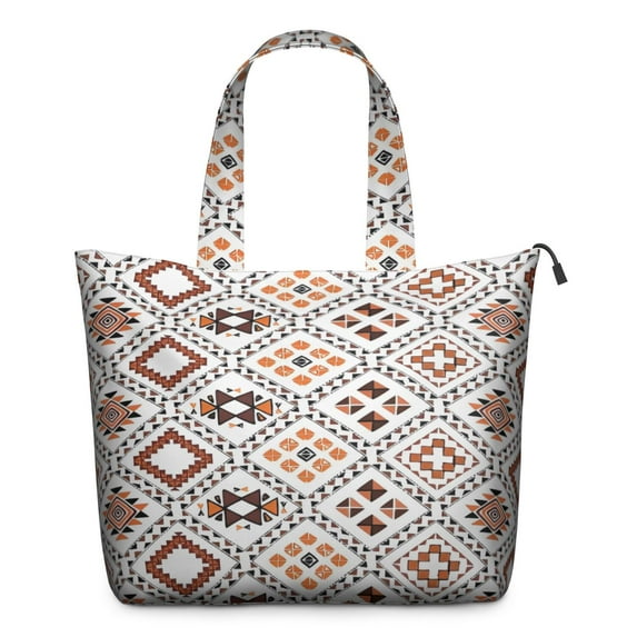 Brown Geometric Diamond Pattern Travel Tote Bags for Women Carry On,Large Weekender Bags for Women Travel,Multi Functional Duffle Bag for Work,Shopping,Sports