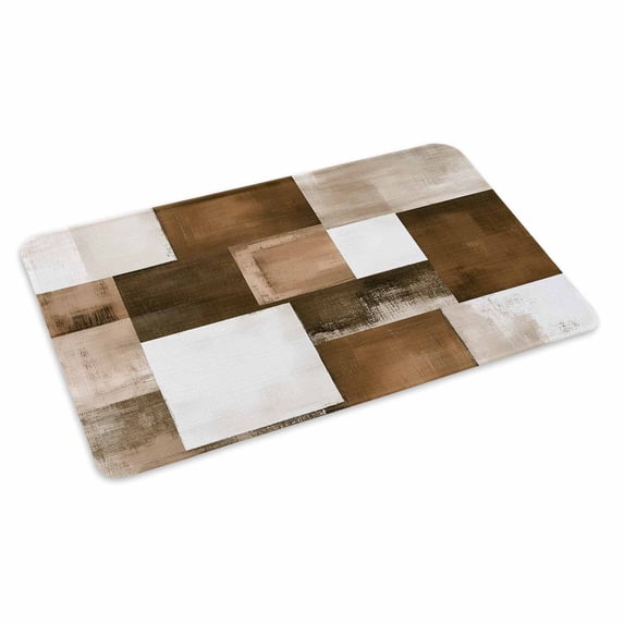Brown Geometric Doormat Outdoor Entrance 20"x31.5", Vintage Oil Painting Contemporary Absorb Moisture Dirt Door Mats, Non-Slip Rubber Backing Floor Mats Indoor, Low-Profile Front Door Rugs