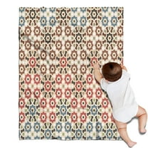 Brown Geometric Flower Diamond Pattern Blanket,Comfortable Soft Flannel Throw Blanket,All Season,Warm Lightweight Blankets for Sofa Bed Couch Living Room Chair,30"x40"