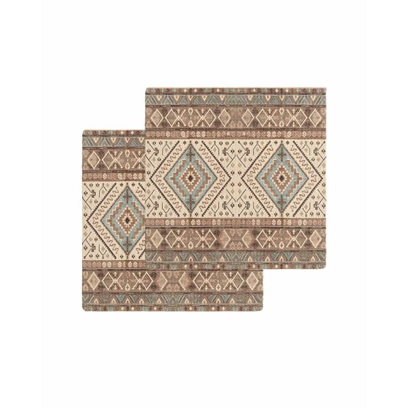 Brown Geometric Kitchen Dish Towels for Drying Dishes Set of 2, Modern Ethnic Southwest Vintage Waffle Weave Microfiber Terry Hand Tea Bathroom Towels Quick Dry & Absorbent Towel 12x12