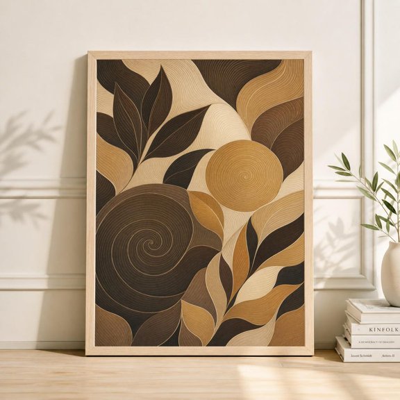 Brown Geometric Line Art Wall Art Print