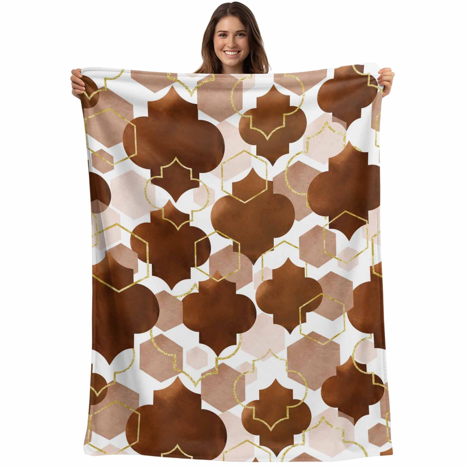 Brown Geometric Moroccan Blanket Soft Cozy Warm Throw Blanket for Couch ...