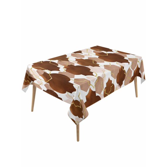 Brown Geometric Moroccan Rectangle Tablecloth, Abstract Art Coffee Ombre Modern Waterproof & StainResistant Tablecloth, Washable Oil-proof Table Cover for Dining/Party/Wedding/Buffet 54x108 In