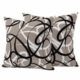 thumbnail image 1 of Brown Geometric Outdoor Waterproof Pillow Covers, Vintage Black White Striped Abstract Art Decorative Square Throw Pillowcase Sofa Cushion Sham for Patio/Couch/Chair, 18"x18" 2 Pack, 1 of 8