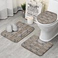 thumbnail image 1 of Brown Geometric Pattern with Arrows and Bulls Bathroom Rugs Sets 3 Piece,Toilet Cover Set,Absorbent Non Slip Bathroom Mats Sets with U-Shaped Contour Rug Toilet Rug Set, 1 of 5
