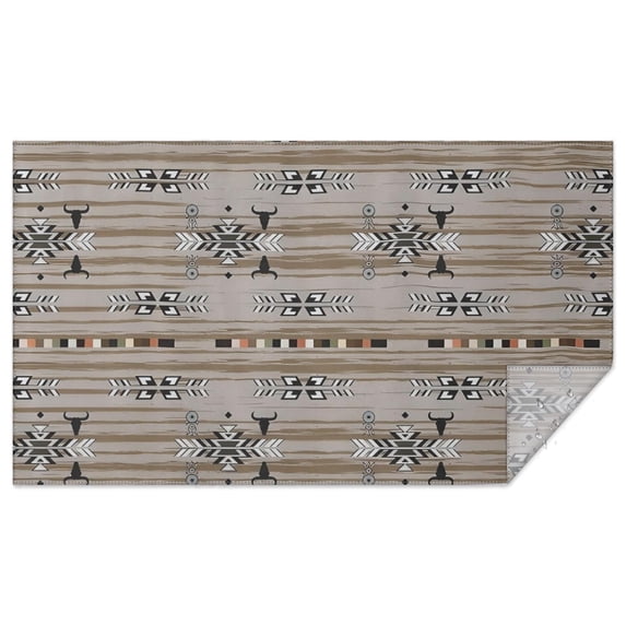 Brown Geometric Pattern with Arrows and Bulls Rectangle Tablecloth 60"x102",Waterproof Polyester Rectangle Table Cloth, Wipeable Spillproof Polyester Tablecloth for Dining, Camping, Indoor and Outdoor