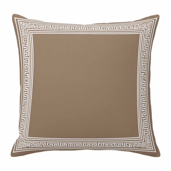 Brown Geometric Pillow Covers 20x20 Inch, White Greek Key Design Abstract Modern Art Linen Pillowcase with Invisible Zipper, Decorative Throw Pillow Covers Cushion Case for Couch Sofa Bed Living Room