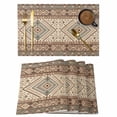thumbnail image 1 of Brown Geometric Placemats Set of 6 Modern Ethnic Southwest Vintage Place Mats Indoor Wipeable Table Mats Washable Cloth Dining Table Placemats for Kitchen Holiday Party Home Decor 13x19 Inch, 1 of 9