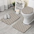 thumbnail image 1 of Brown Geometric Quatrefoil Pattern Bathroom Rugs Sets 3 Piece,Toilet Cover Set,Absorbent Non Slip Bathroom Mats Sets with U-Shaped Contour Rug Toilet Rug Set, 1 of 5