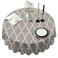 thumbnail image 1 of Brown Geometric Quatrefoil Pattern Round Tablecloth 60"x60",Wrinkle Wipeable Table Cloth for Kitchen Dining Room Picnic Patio Party, 1 of 6