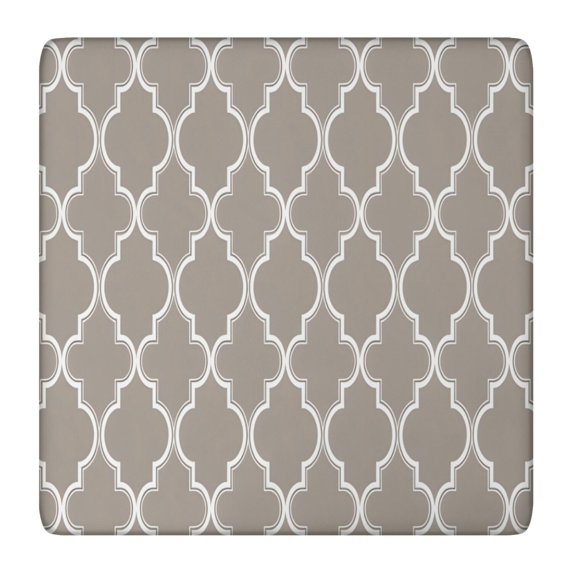 Brown Geometric Quatrefoil Pattern Square Fitted Tablecloth with Elastic Edge,Square Table Cover,Washable Elastic Table Cover for Home Kitchen Party Decor 36"x36"