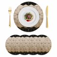 thumbnail image 1 of Brown Geometric Round 13 Inch Placemats Set of 4, Modern Abstract Art Ombre HeatResistant Non Slip Place Mats for Dining Table, Wipeable Braided Kitchen Table Mats for Housewarming, 1 of 9