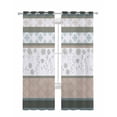 thumbnail image 1 of Brown Geometric Sheer Curtains 84 Inch Length 2 Panels Set for Living Room/Bedroom, Stripes Boho Spring Flowers Pastoral Country Kitchen Curtains Grommet Curtains Window Treatments 52"x84"x2, 1 of 7