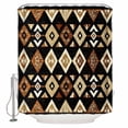 thumbnail image 1 of Brown Geometric Shower Curtain, 48" x 72", Vintage National Style Waterproof Bathroom Curtain Washable Shower Curtain Set with 12 Hooks, 1 of 6