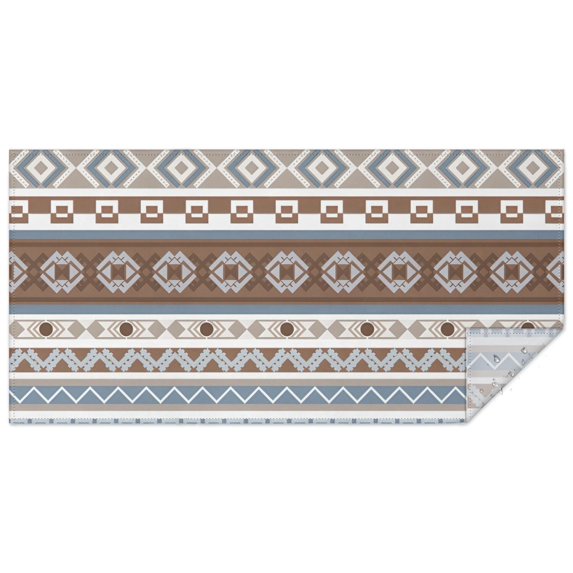 Brown Geometric Striped Pattern Rectangle Tablecloth 60"x120",Waterproof Polyester Rectangle Table Cloth, Wipeable Spillproof Polyester Tablecloth for Dining, Camping, Indoor and Outdoor