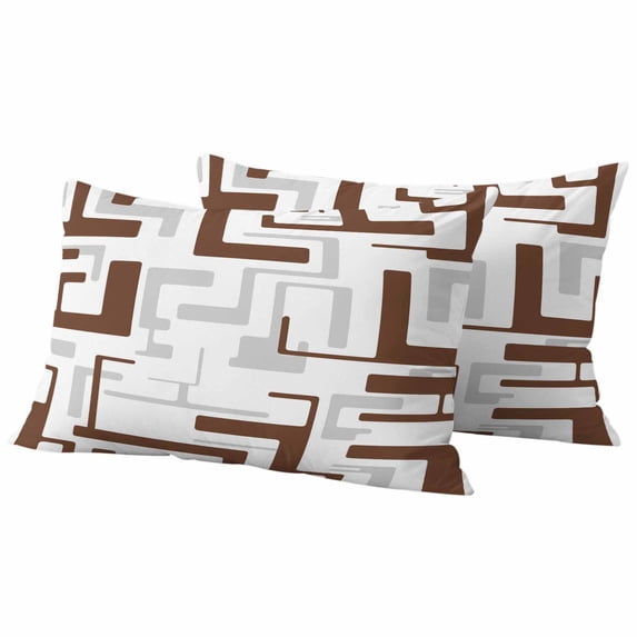 Brown Geometric Stripes Outdoor Waterproof Throw Pillow Covers Set of 2 ...