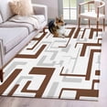 thumbnail image 1 of Brown Geometric Stripes Washable Area Rugs 2.7'x5', Modern Abstract Lines Maze Low Pile Throw Living Room Rug Non-Slip Sturdy Edge Binding Carpet for Indoor Entryway Bedside Kitchen, 1 of 9