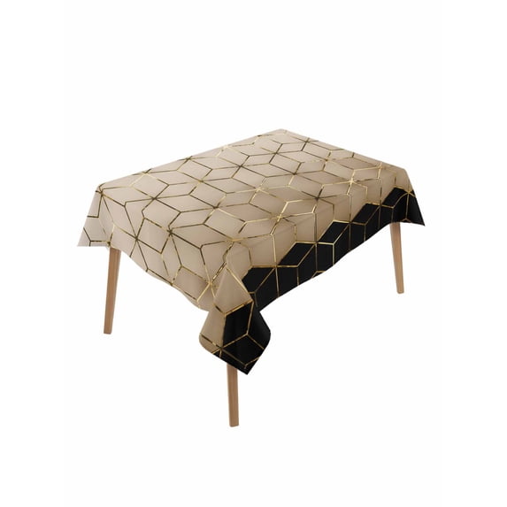 Brown Geometric Table Cloth, Waterproof Tablecloth for Rectangle Tables, Modern Abstract Art Ombre Reusable Washable Fabric Table Cover for Restaurant Kitchen Dining Tables 52"x70"
