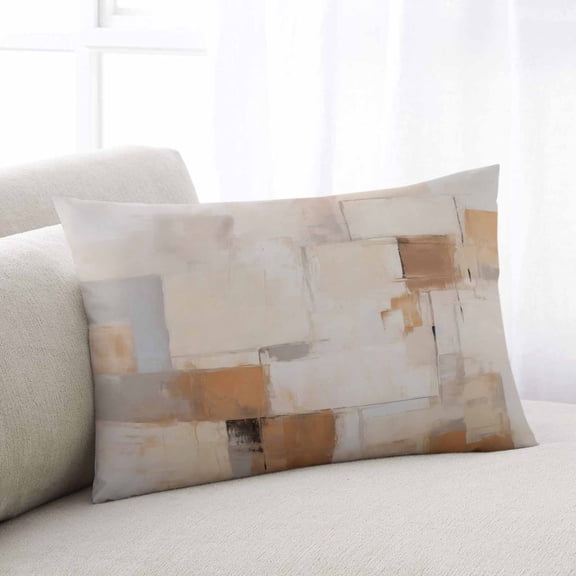 Brown Geometric Throw Pillow Covers, Modern Oil Painting Abstract Soft Breathable Pillow Cases with Invisible Zipper for Sleeping, King Size Pillowcases for Couch Bed Sofa Chair 20x36 Inches