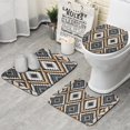 thumbnail image 1 of Brown Geometric Triangle Diamond Pattern Bathroom Rugs Sets 3 Piece,Toilet Cover Set,Absorbent Non Slip Bathroom Mats Sets with U-Shaped Contour Rug Toilet Rug Set, 1 of 5