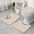 thumbnail image 1 of Brown Geometric Triangle Diamond Pattern Bathroom Rugs Sets 3 Piece,Toilet Cover Set,Absorbent Non Slip Bathroom Mats Sets with U-Shaped Contour Rug Toilet Rug Set, 1 of 5