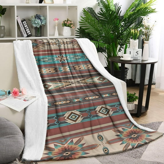 Brown Geometric Triangle Diamond Pattern Blanket,Comfortable Soft Lamb Wool Throw Blanket,All Season,Warm Lightweight Blankets for Sofa Bed Couch Living Room Chair,40"x50"