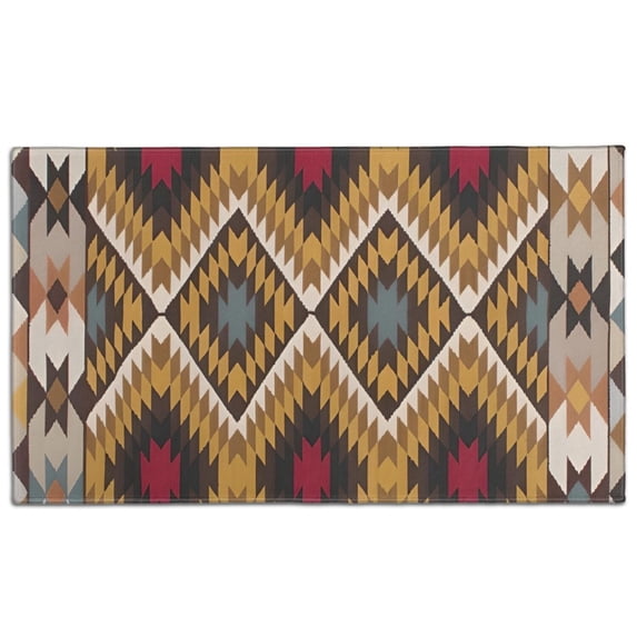 Brown Geometric Triangle Diamond Pattern Door Rugs,Washable Non Slip Door Mats Indoor,Decorative Door Mats,Entry Mat Indoor for Entrance,Bedroom,Kitchen,Bathroom,17"x30"