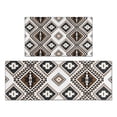thumbnail image 1 of Brown Geometric Triangle Diamond Pattern Kitchen Rugs Sets Of 2,Anti Fatigue Kitchen Mat Rugs Non Slip Washable,Decorative Kitchen Floor Mats for Kitchen,Sink,Laundry,17"x30"+17"x47", 1 of 7