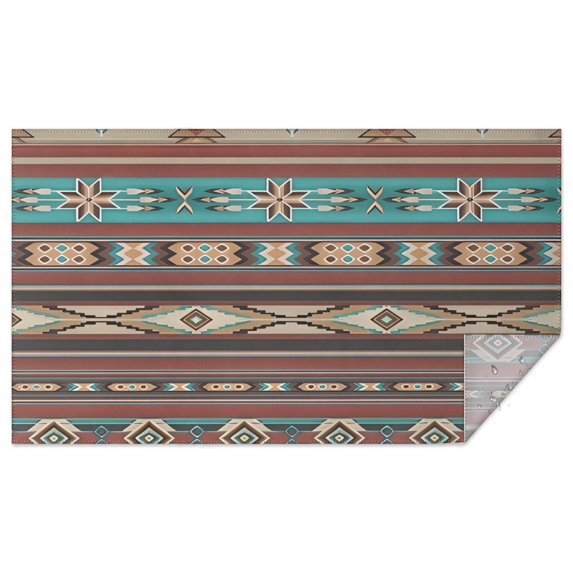 Brown Geometric Triangle Diamond Pattern Rectangle Tablecloth 60"x102",Waterproof Polyester Rectangle Table Cloth, Wipeable Spillproof Polyester Tablecloth for Dining, Camping, Indoor and Outdoor