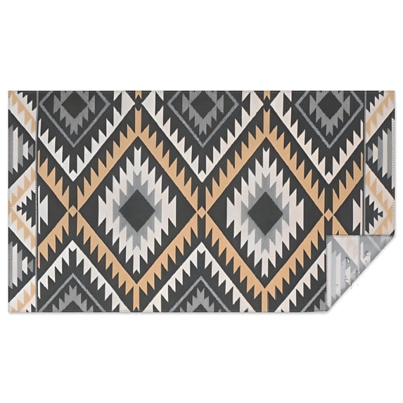Brown Geometric Triangle Diamond Pattern Rectangle Tablecloth 60"x102",Waterproof Polyester Rectangle Table Cloth, Wipeable Spillproof Polyester Tablecloth for Dining, Camping, Indoor and Outdoor