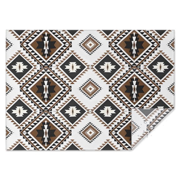 Brown Geometric Triangle Diamond Pattern Rectangle Tablecloth 60"x84",Waterproof Polyester Rectangle Table Cloth, Wipeable Spillproof Polyester Tablecloth for Dining, Camping, Indoor and Outdoor