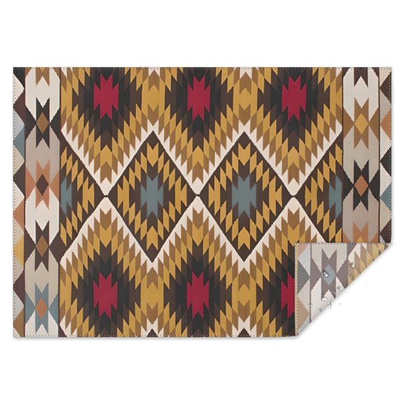 Brown Geometric Triangle Diamond Pattern Rectangle Tablecloth 60"x84",Waterproof Polyester Rectangle Table Cloth, Wipeable Spillproof Polyester Tablecloth for Dining, Camping, Indoor and Outdoor