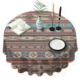 thumbnail image 1 of Brown Geometric Triangle Diamond Pattern Round Tablecloth 60"x60",Wrinkle Wipeable Table Cloth for Kitchen Dining Room Picnic Patio Party, 1 of 6
