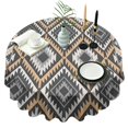 thumbnail image 1 of Brown Geometric Triangle Diamond Pattern Round Tablecloth 60"x60",Wrinkle Wipeable Table Cloth for Kitchen Dining Room Picnic Patio Party, 1 of 6