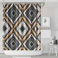 thumbnail image 1 of Brown Geometric Triangle Diamond Pattern Shower Curtain 84"x72" ,Bathroom Decorative Shower Curtains Set with 12 Hooks,Modern Waterproof Washable Shower Curtain, 1 of 6