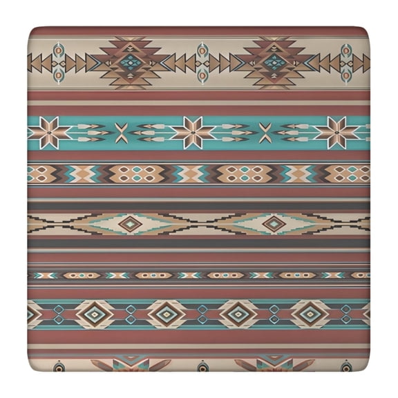 Brown Geometric Triangle Diamond Pattern Square Fitted Tablecloth with Elastic Edge,Square Table Cover,Washable Elastic Table Cover for Home Kitchen Party Decor 36"x36"