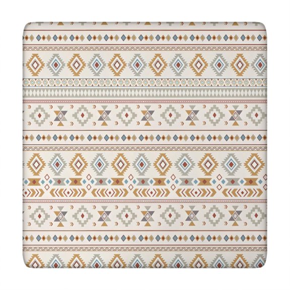Brown Geometric Triangle Diamond Pattern Square Fitted Tablecloth with Elastic Edge,Square Table Cover,Washable Elastic Table Cover for Home Kitchen Party Decor 34"x34"