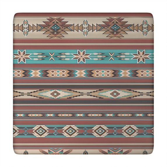 Brown Geometric Triangle Diamond Pattern Square Fitted Tablecloth with Elastic Edge,Square Table Cover,Washable Elastic Table Cover for Home Kitchen Party Decor 34"x34"
