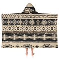 thumbnail image 1 of Brown Geometric Triangle Square Pattern Hooded Bath Towel，50"x30" for Ages 3 To 12 Kids, Quick Dry Lightweight Soft Microfiber Hood Beach Towel Cover Up for Kids, 1 of 7