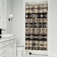 thumbnail image 1 of Brown Geometric Triangle Square Pattern Shower Curtain 36"x72" ,Bathroom Decorative Shower Curtains Set with 12 Hooks,Modern Waterproof Washable Shower Curtain, 1 of 6