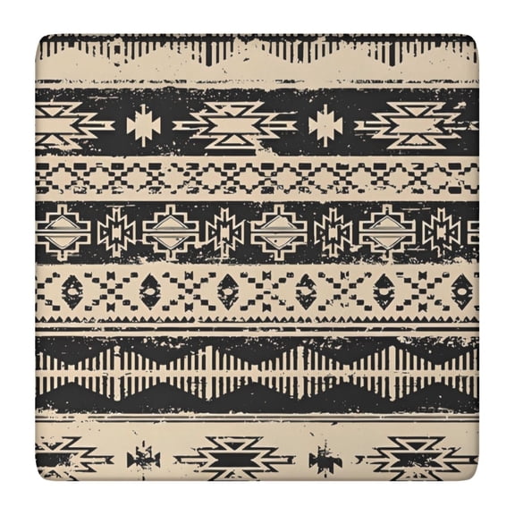 Brown Geometric Triangle Square Pattern Square Fitted Tablecloth with Elastic Edge,Square Table Cover,Washable Elastic Table Cover for Home Kitchen Party Decor 36"x36"