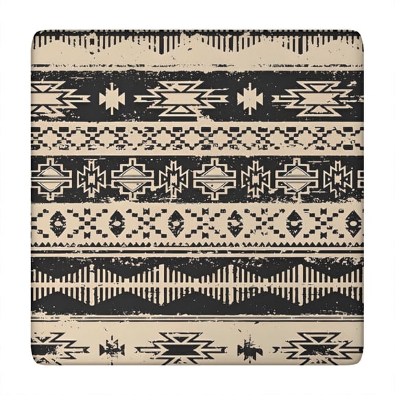 Brown Geometric Triangle Square Pattern Square Fitted Tablecloth with Elastic Edge,Square Table Cover,Washable Elastic Table Cover for Home Kitchen Party Decor 34"x34"