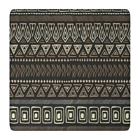 Brown Geometric Triangle Square Pattern Square Fitted Tablecloth with Elastic Edge,Square Table Cover,Washable Elastic Table Cover for Home Kitchen Party Decor 36"x36"