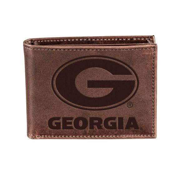 Brown Georgia Bulldogs Bi-Fold Leather Wallet