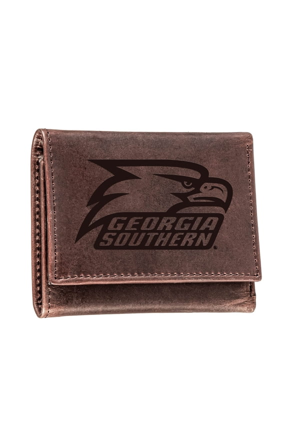 Brown Georgia Southern Eagles Leather Tri-Fold Wallet